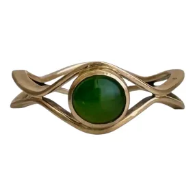 V I N T A G E // green eye waves / 14k and jade eye wavy stacking ring / size 5