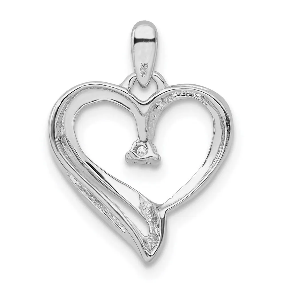 .05 Carat Diamond Scroll Heart Pendant in Sterling Silver