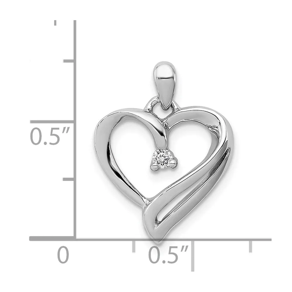 .05 Carat Diamond Scroll Heart Pendant in Sterling Silver