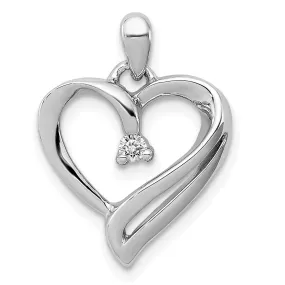 .05 Carat Diamond Scroll Heart Pendant in Sterling Silver