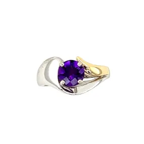 14k Amethyst Ring in 2-Tone Gold