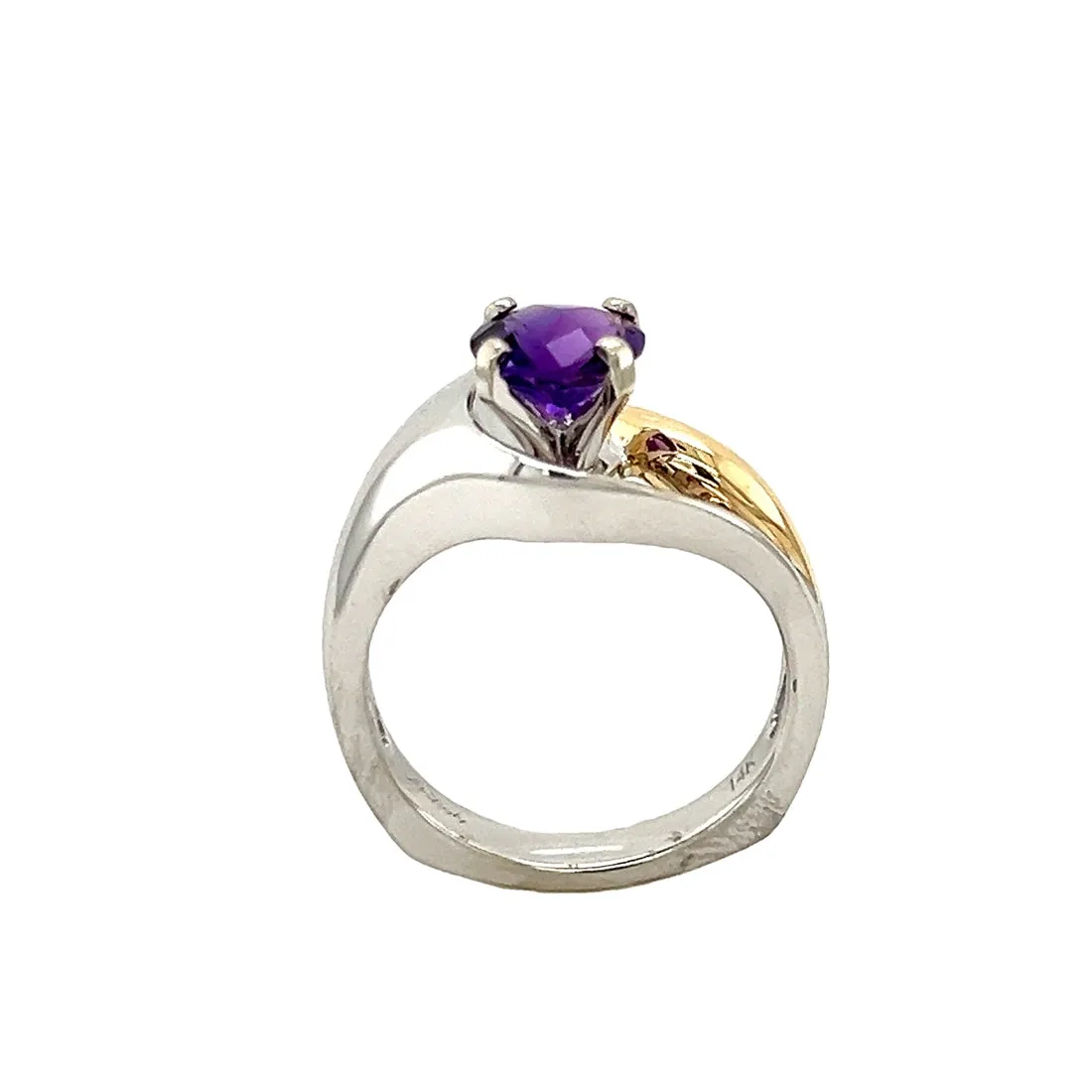 14k Amethyst Ring in 2-Tone Gold