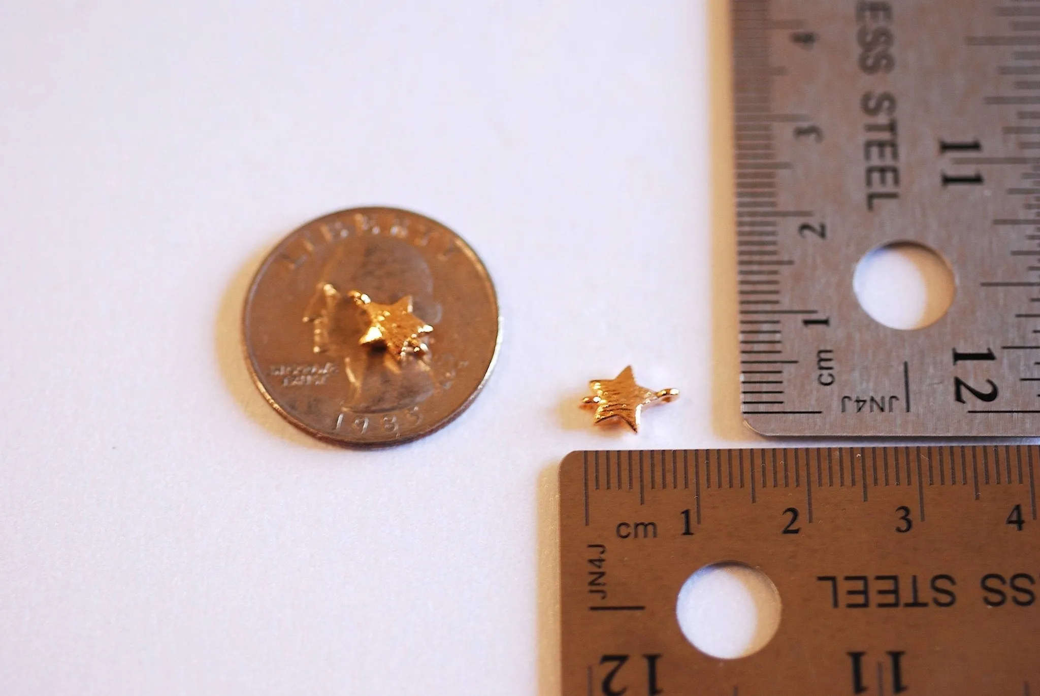 14k Gold Filled Brushed Star Connector Charms, Small Gold Star Connector Link Spacer, Textured Star, Twinkle Star, Night Sky, Puffy Star,153