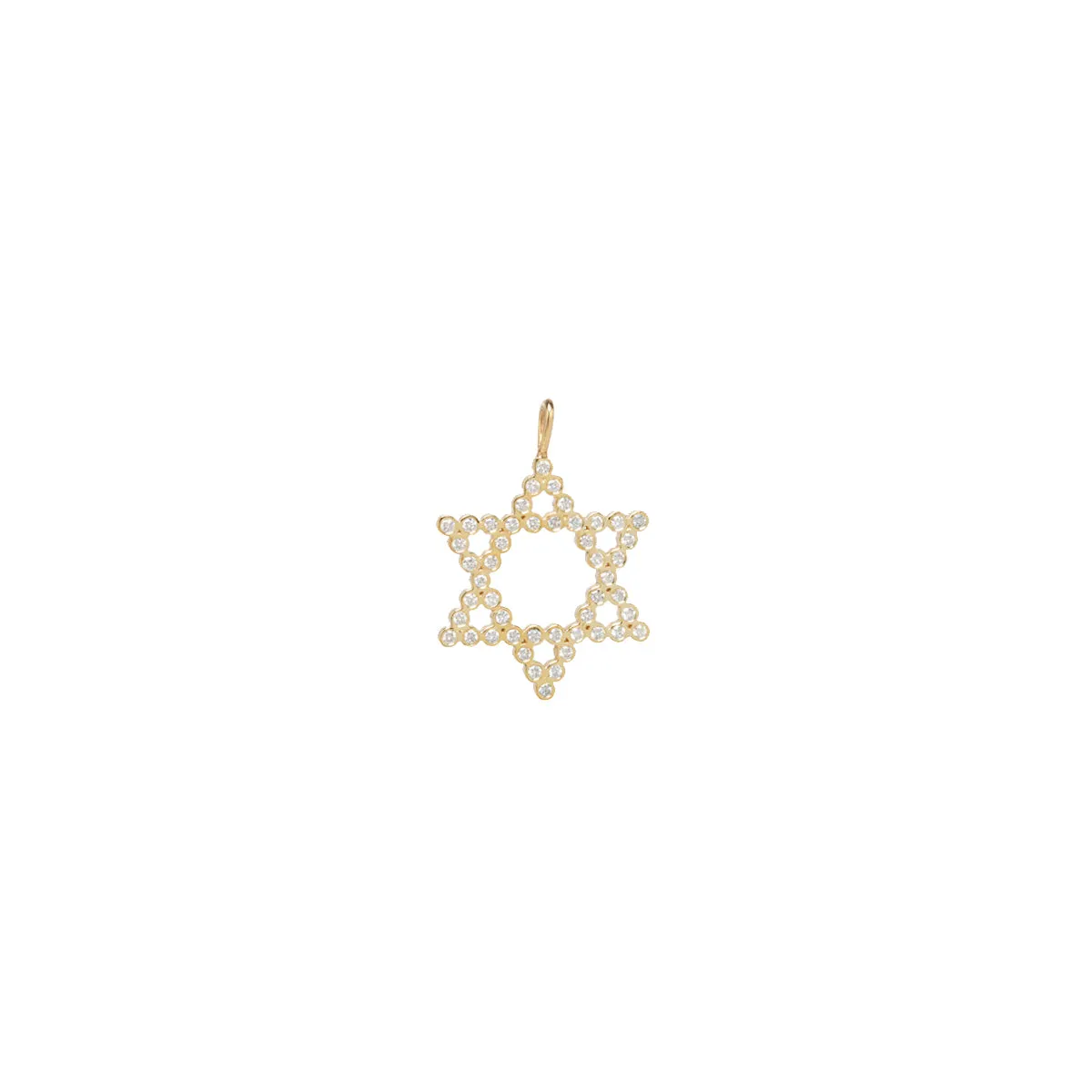 14k Single Diamond Bezel Star of David Charm Pendant