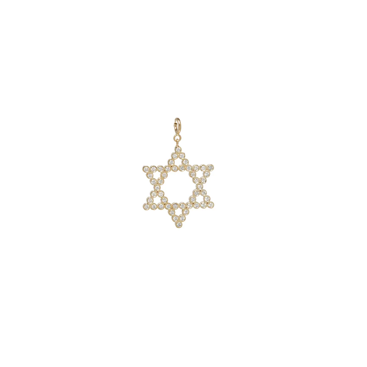 14k Single Diamond Bezel Star of David Charm Pendant