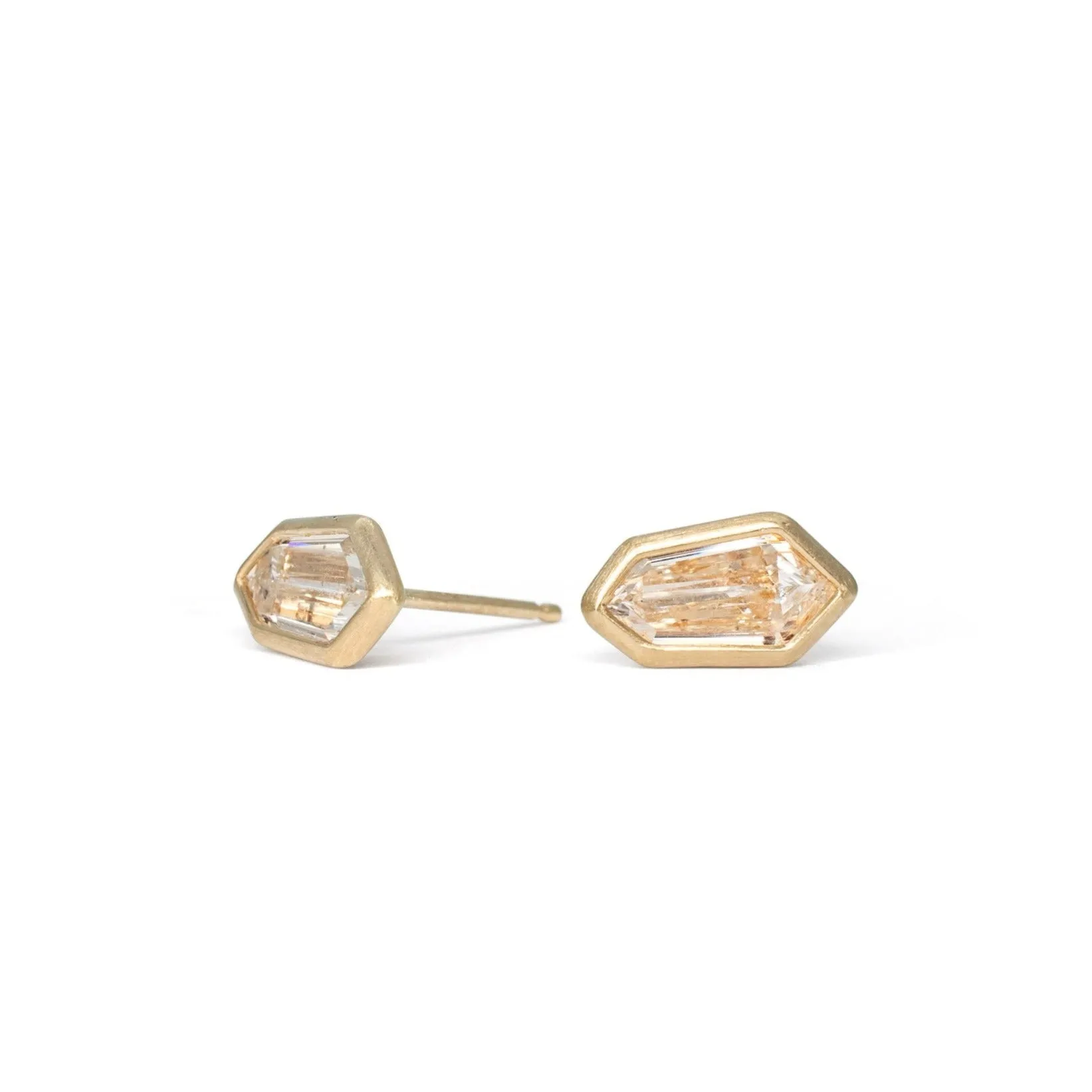 18K Shield Diamond Stud Earrings