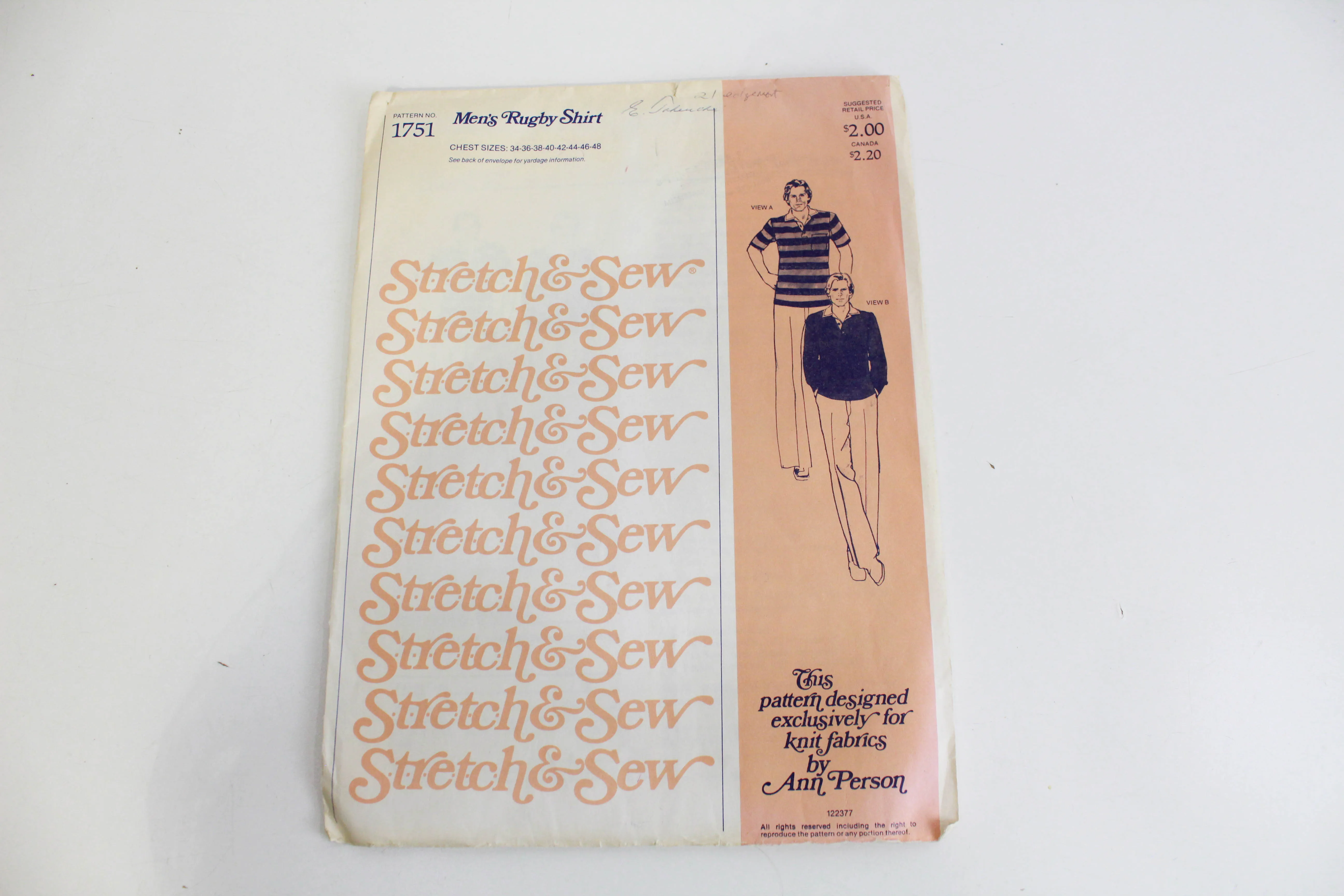 1970s Stretch and Sew 1751 Men's Rugby Shirt, Uncut, Complete, Chest Sizes 34" - 48"