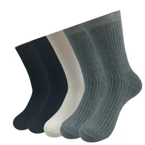 5 Pairs Lot Breathable Combed Cotton Business Crew Socks for Men