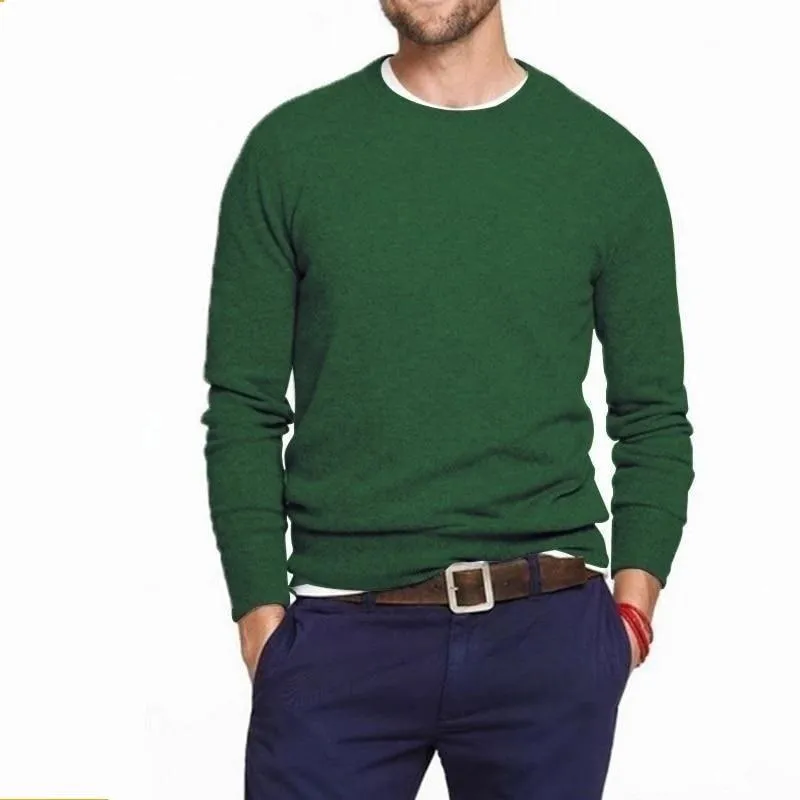 5XL Solid Cotton Knitted Pullover Slim Jersey Sweaters for Men