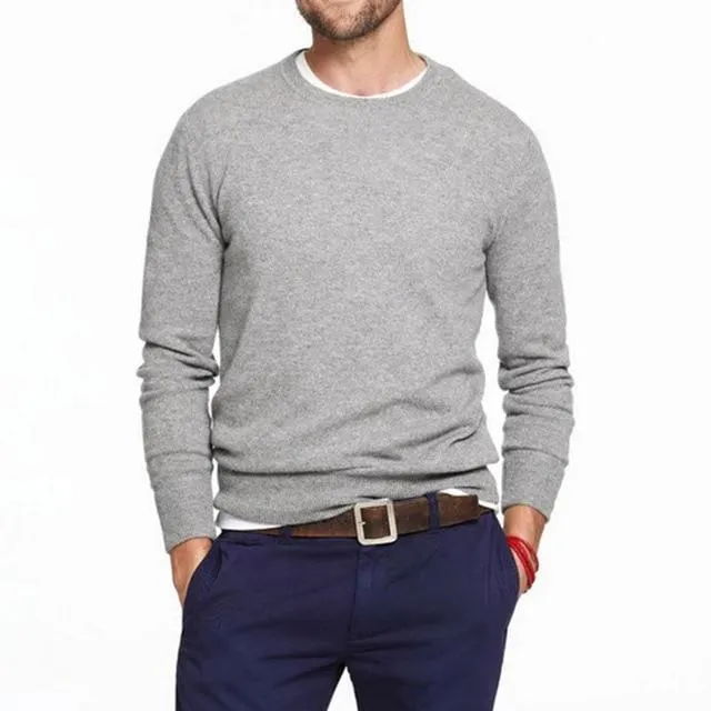 5XL Solid Cotton Knitted Pullover Slim Jersey Sweaters for Men