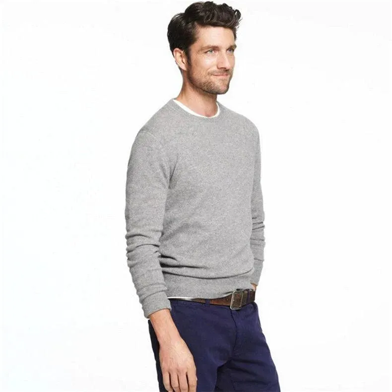 5XL Solid Cotton Knitted Pullover Slim Jersey Sweaters for Men