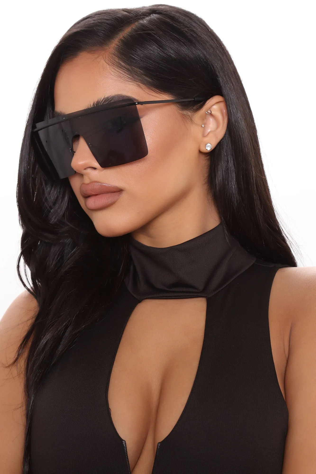 90's Vibe Shield Sunglasses - Black