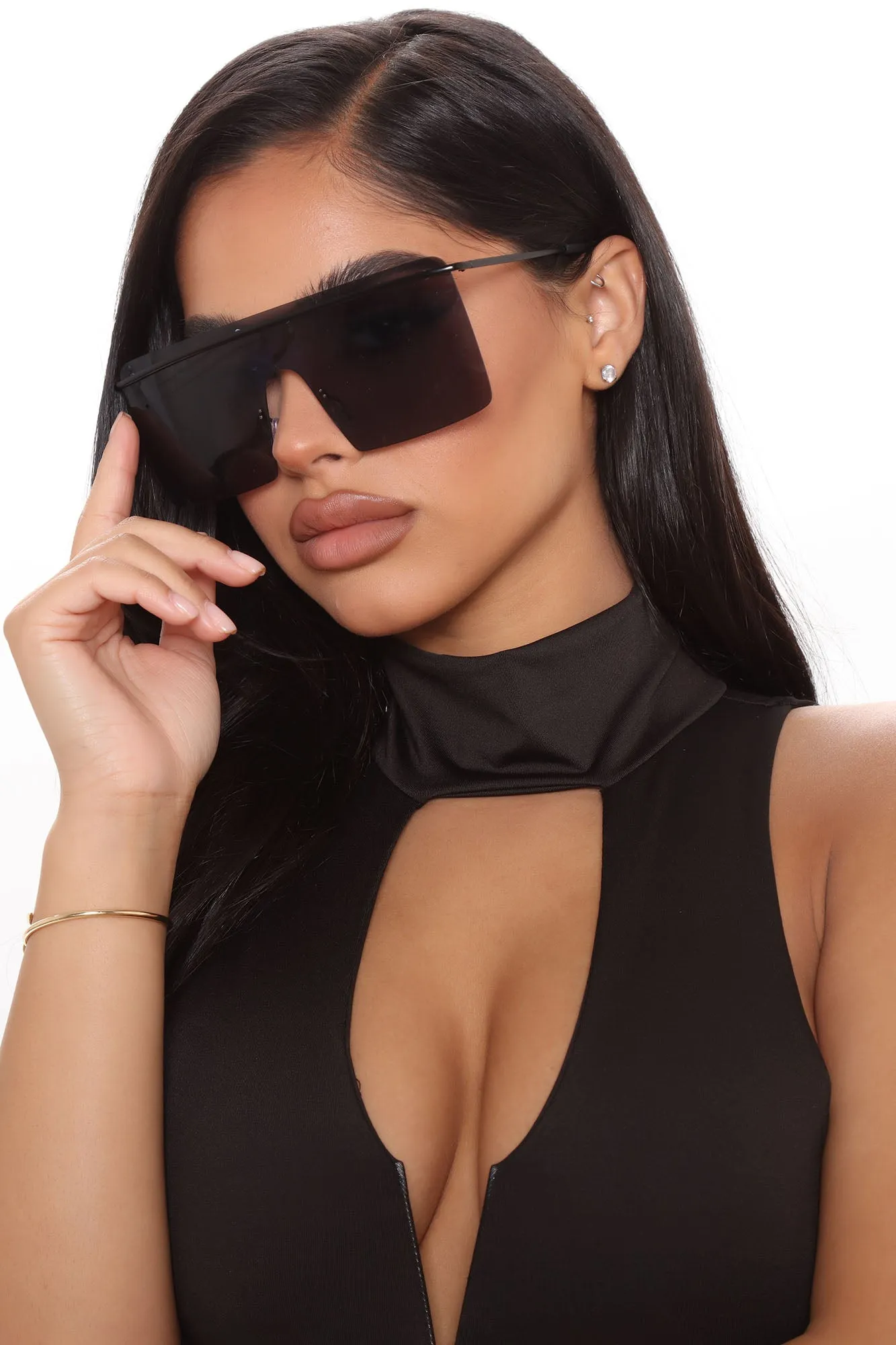 90's Vibe Shield Sunglasses - Black