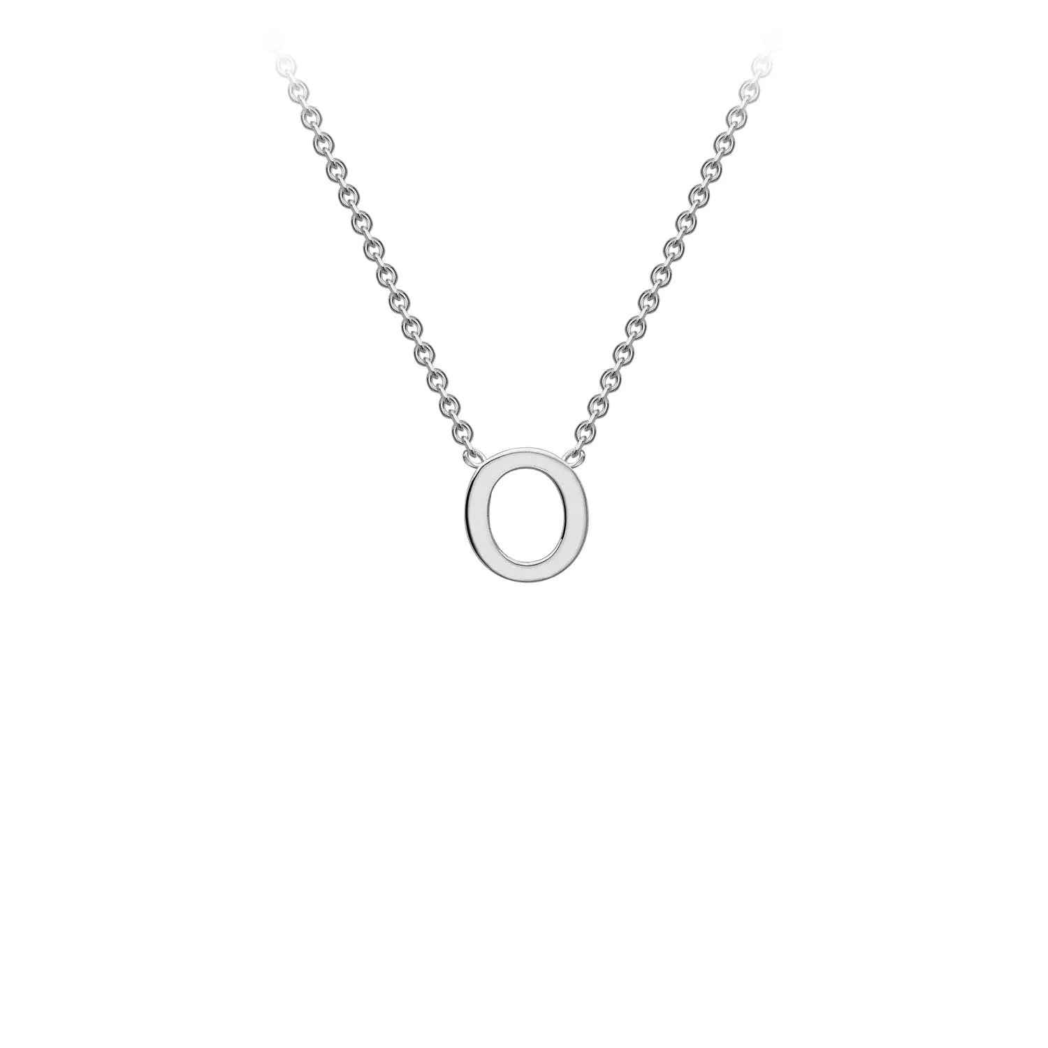 9K White Gold 'O' Initial Adjustable Letter Necklace 38/43cm