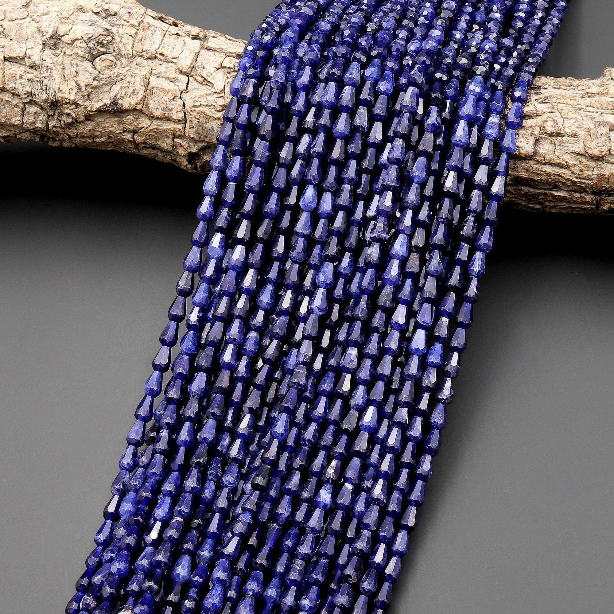 AAA Faceted Natural Blue Sodalite 6mm Small Briolette Teardrop Beads Vertically Drilled Good For Earrings 15.5" Strand