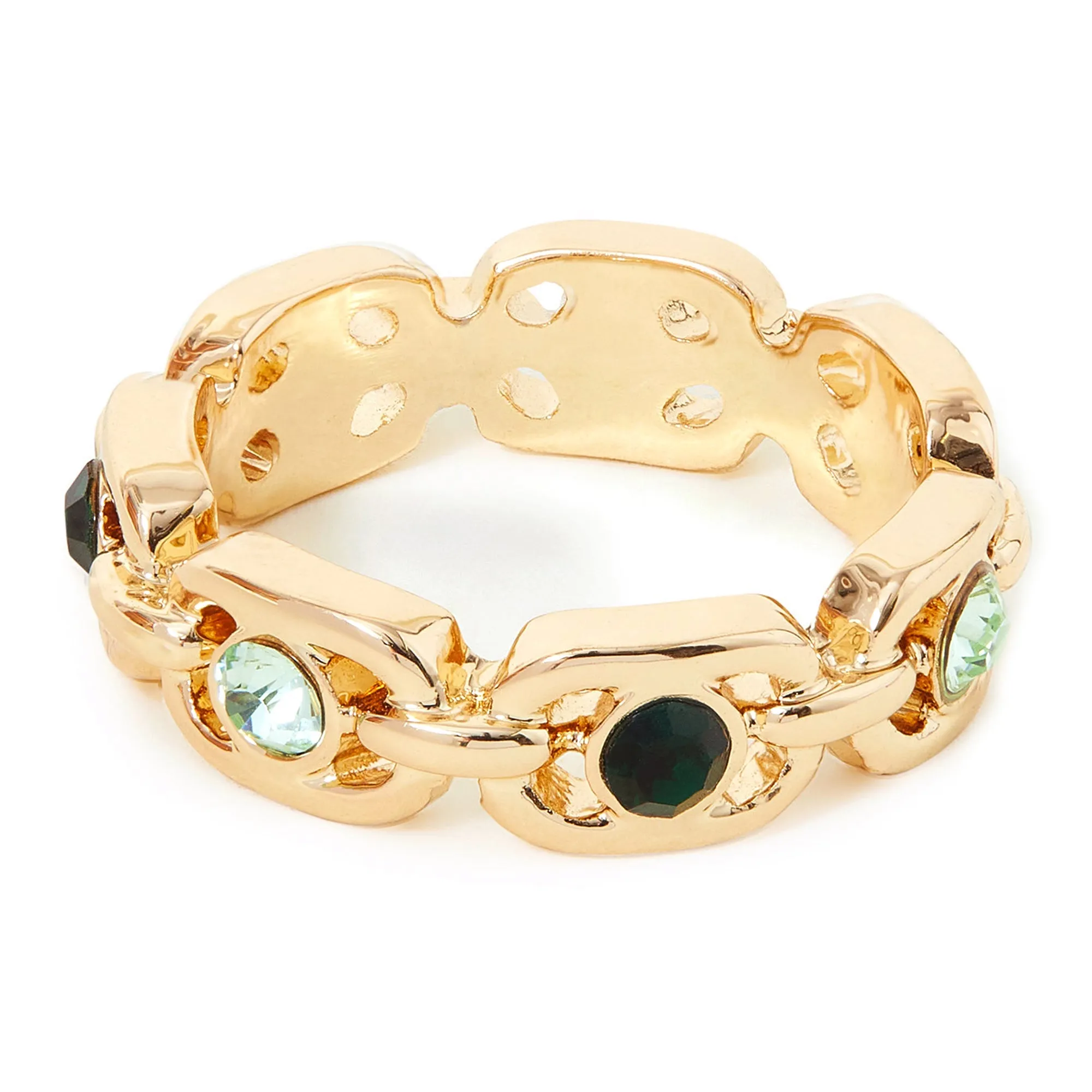 Accessorize London Women's Chain Gem Ring Green-Medium