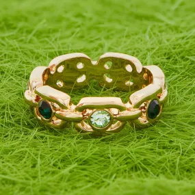 Accessorize London Women's Chain Gem Ring Green-Medium