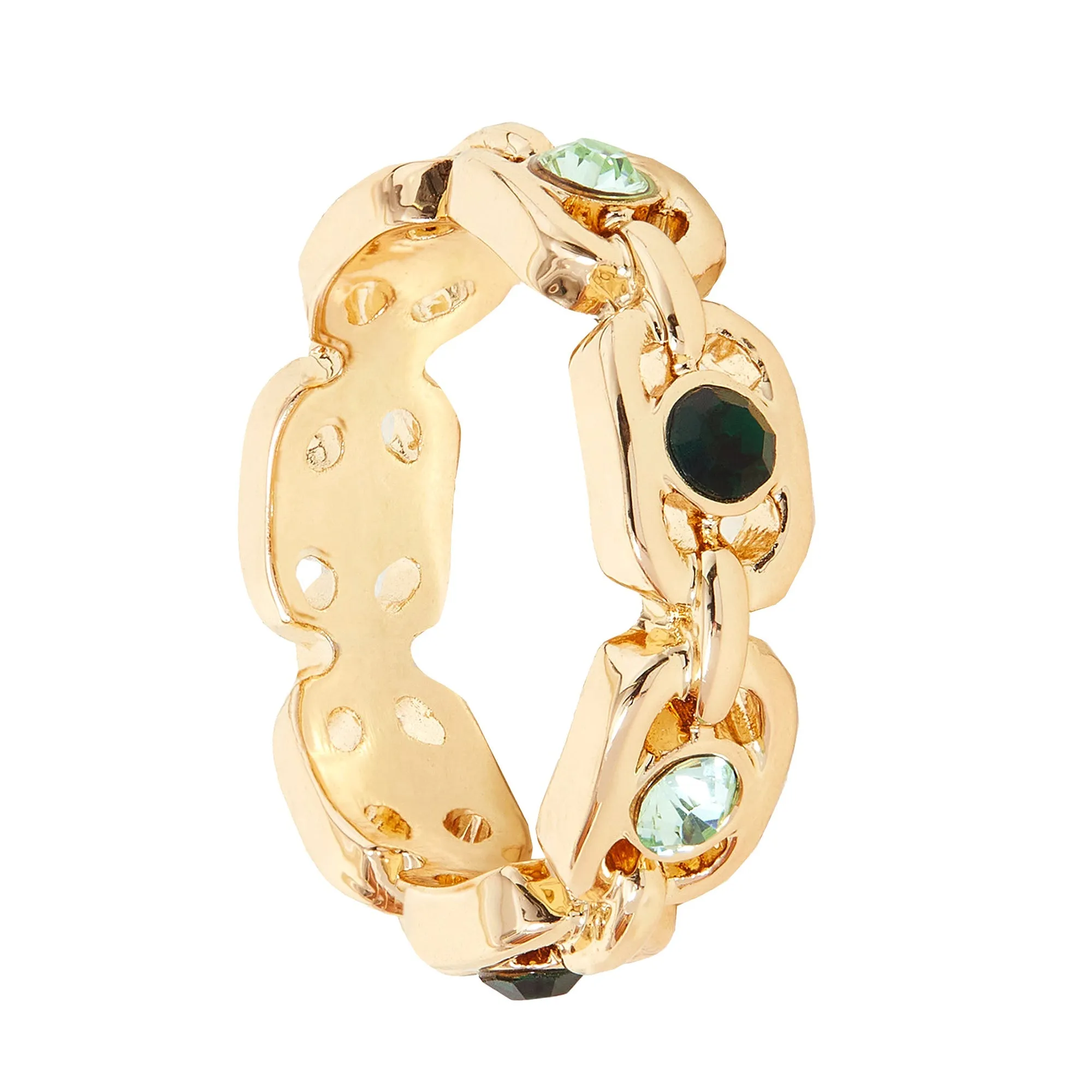 Accessorize London Women's Chain Gem Ring Green-Medium