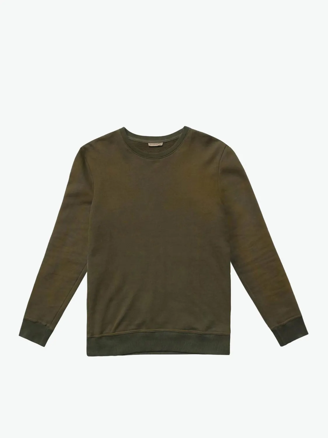 Acid Dye Organic Cotton Crew Neck Sweatshirt Khaki