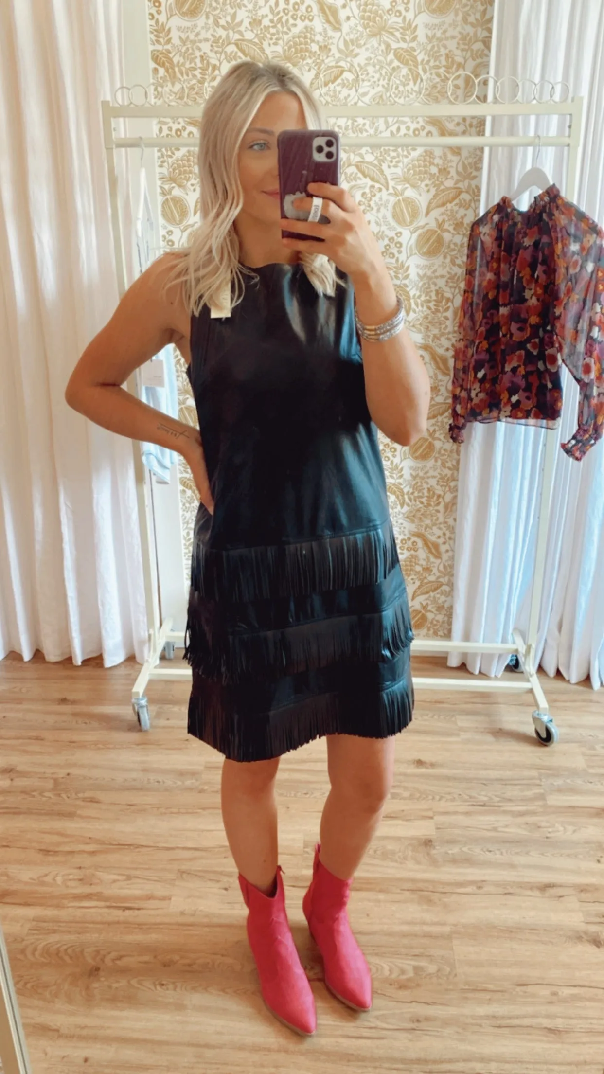 Adeline Leather Fringe Midi Dress - Final Sale 50% off