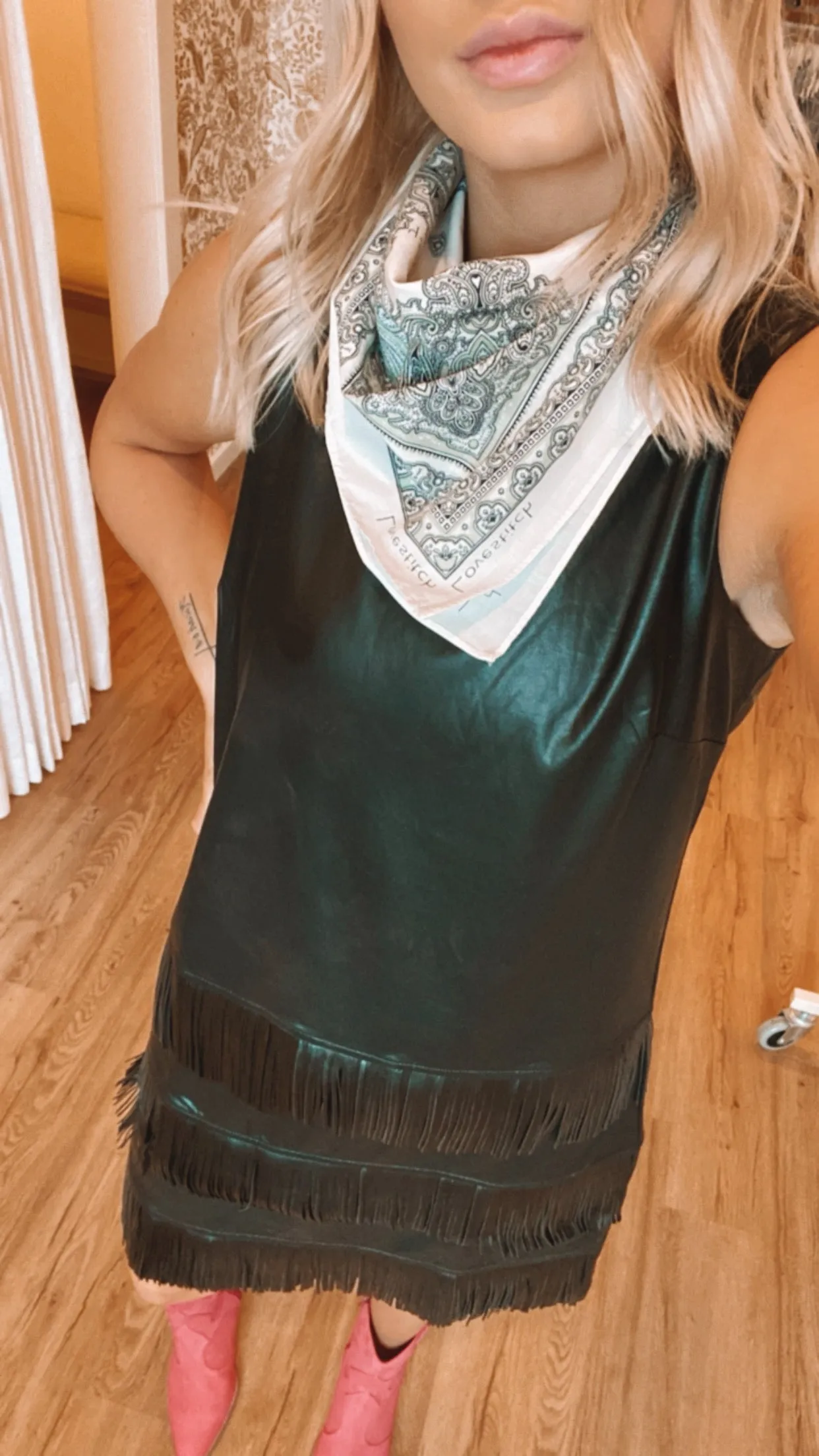 Adeline Leather Fringe Midi Dress - Final Sale 50% off