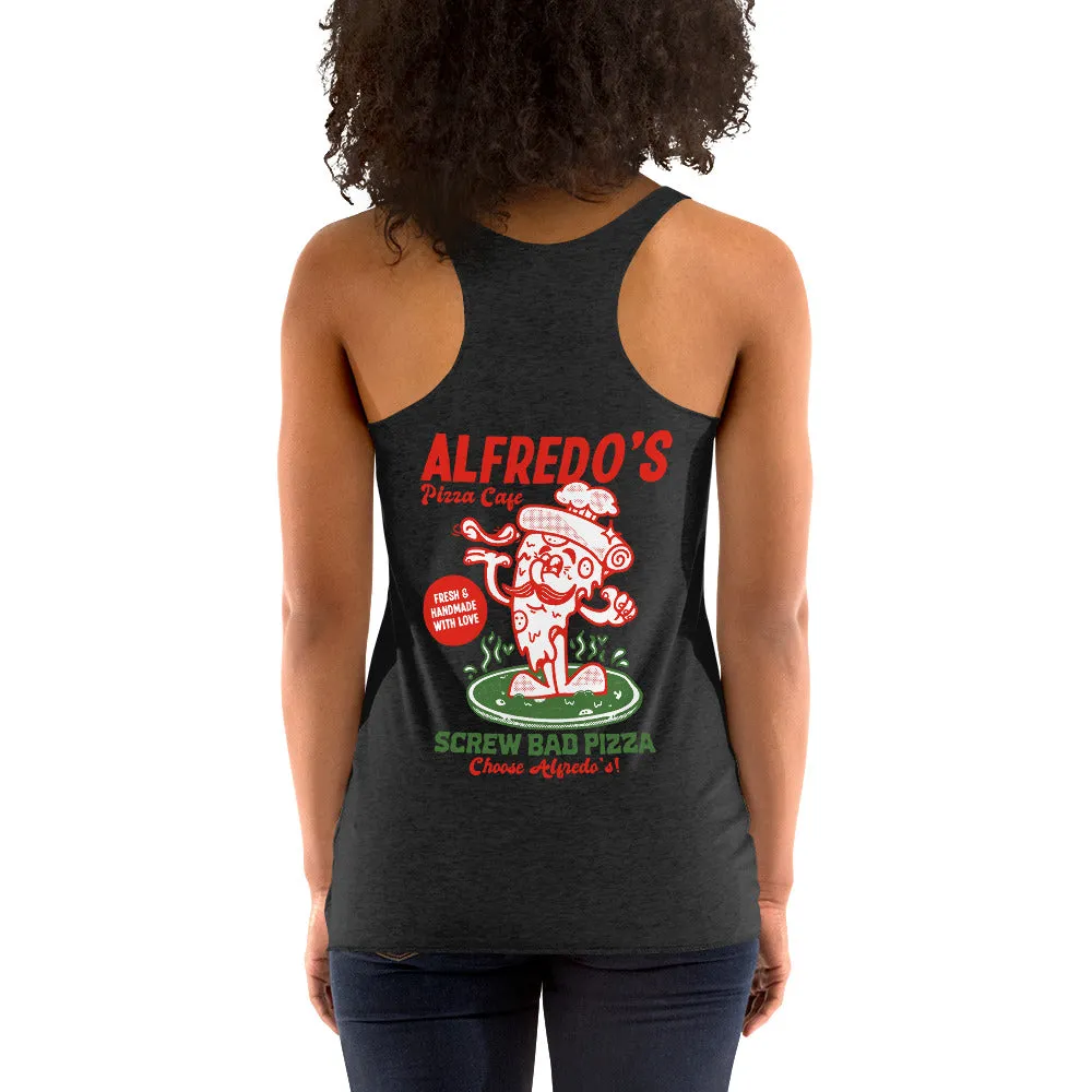 Alfredo's Pizza Cafe Front/Back Women's Racerback Tank