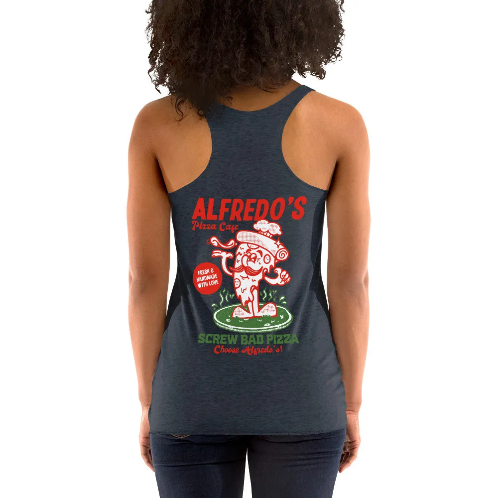 Alfredo's Pizza Cafe Front/Back Women's Racerback Tank