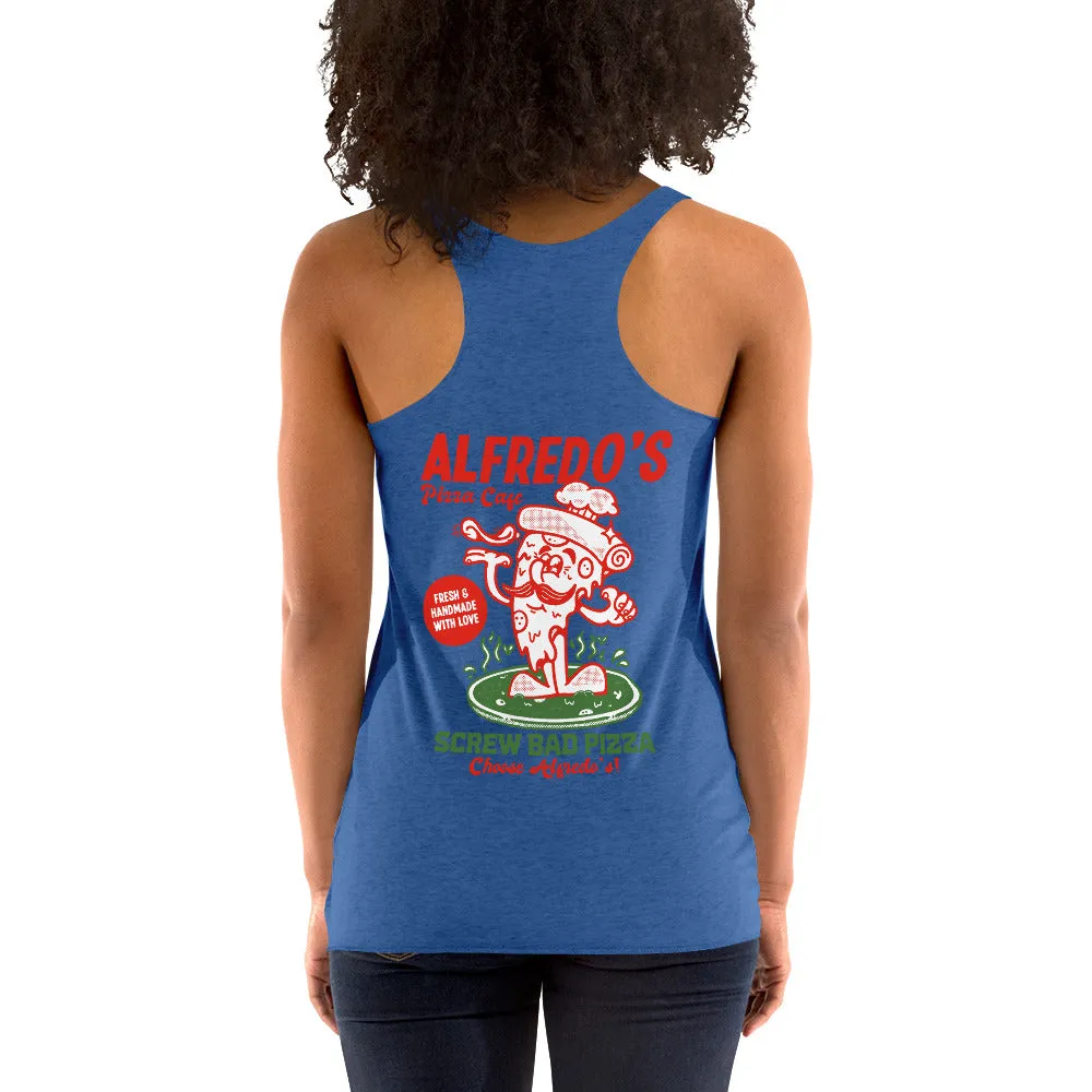 Alfredo's Pizza Cafe Front/Back Women's Racerback Tank