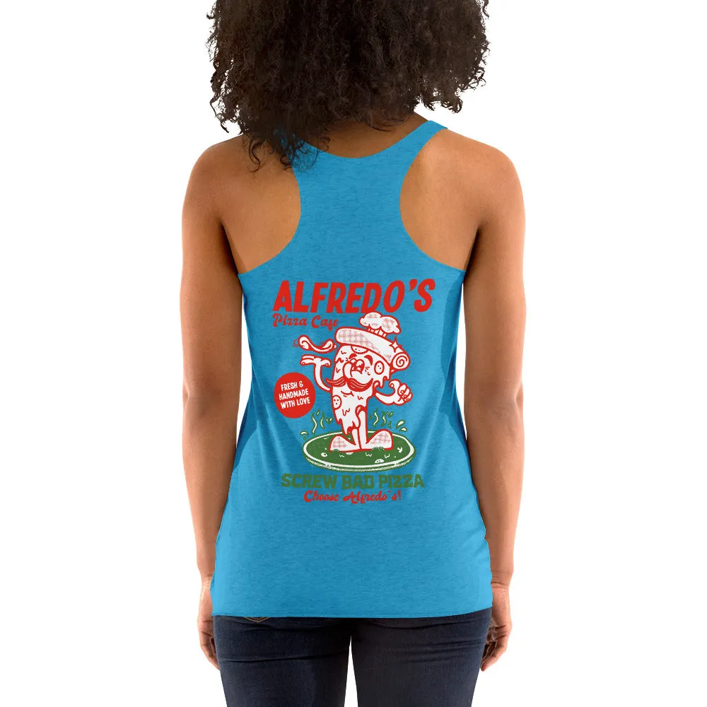 Alfredo's Pizza Cafe Front/Back Women's Racerback Tank