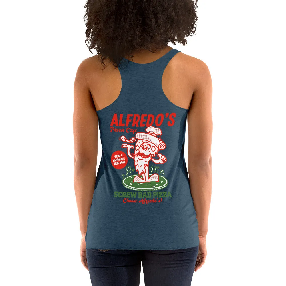 Alfredo's Pizza Cafe Front/Back Women's Racerback Tank