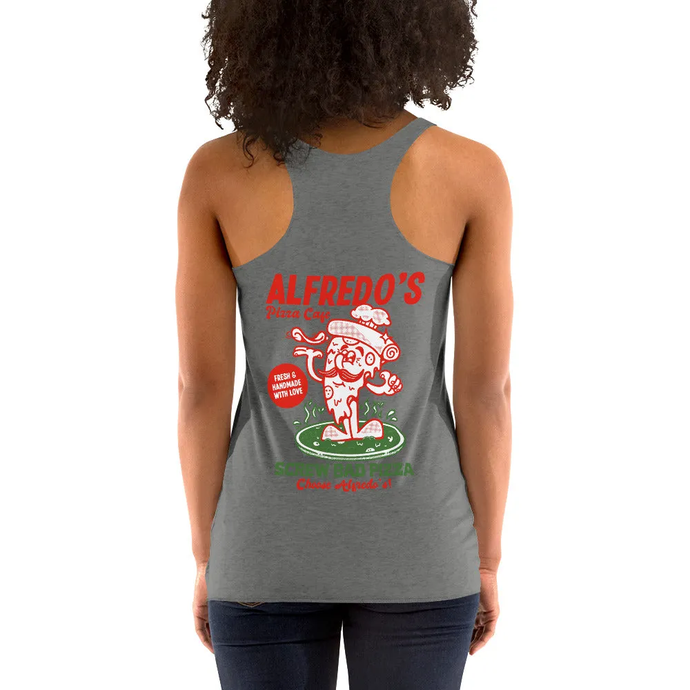 Alfredo's Pizza Cafe Front/Back Women's Racerback Tank