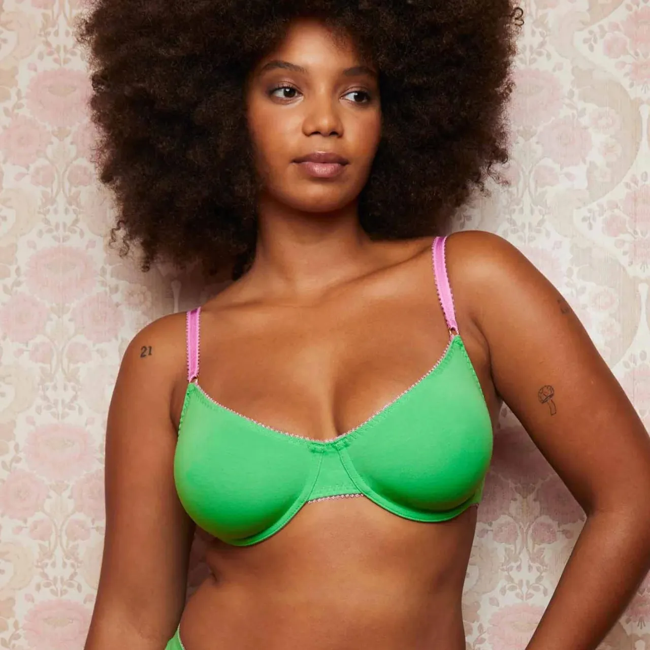 Angie Organic Cotton Underwire Bra in Bright Green