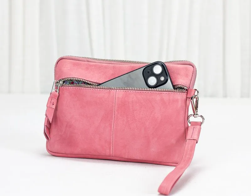 Antheia clutch wallet - Bubble pink leather