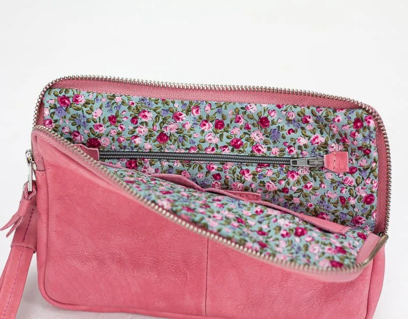 Antheia clutch wallet - Bubble pink leather