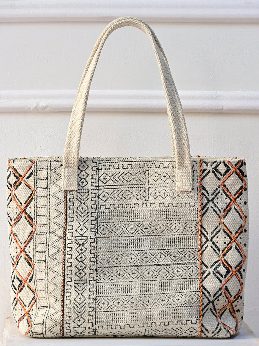 ASTER - HAND BLOCK COTTON PRINTED TOTE BAG