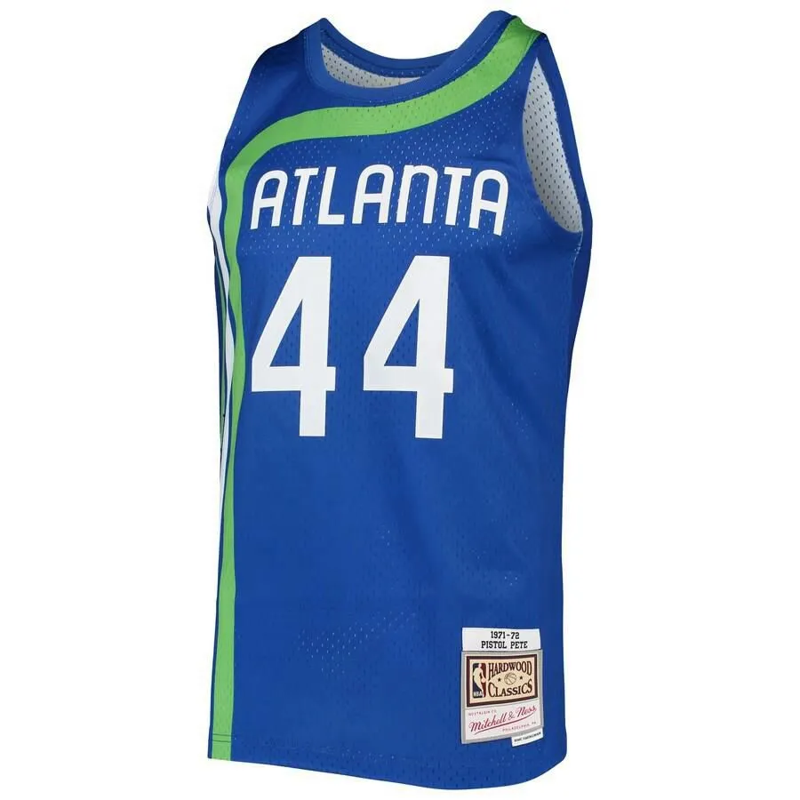 Atlanta Hawks Pete Maravich Mitchell and Ness 1971-72 Hardwood Classics Swingman Jersey Mens - Blue | Ireland I8754X5