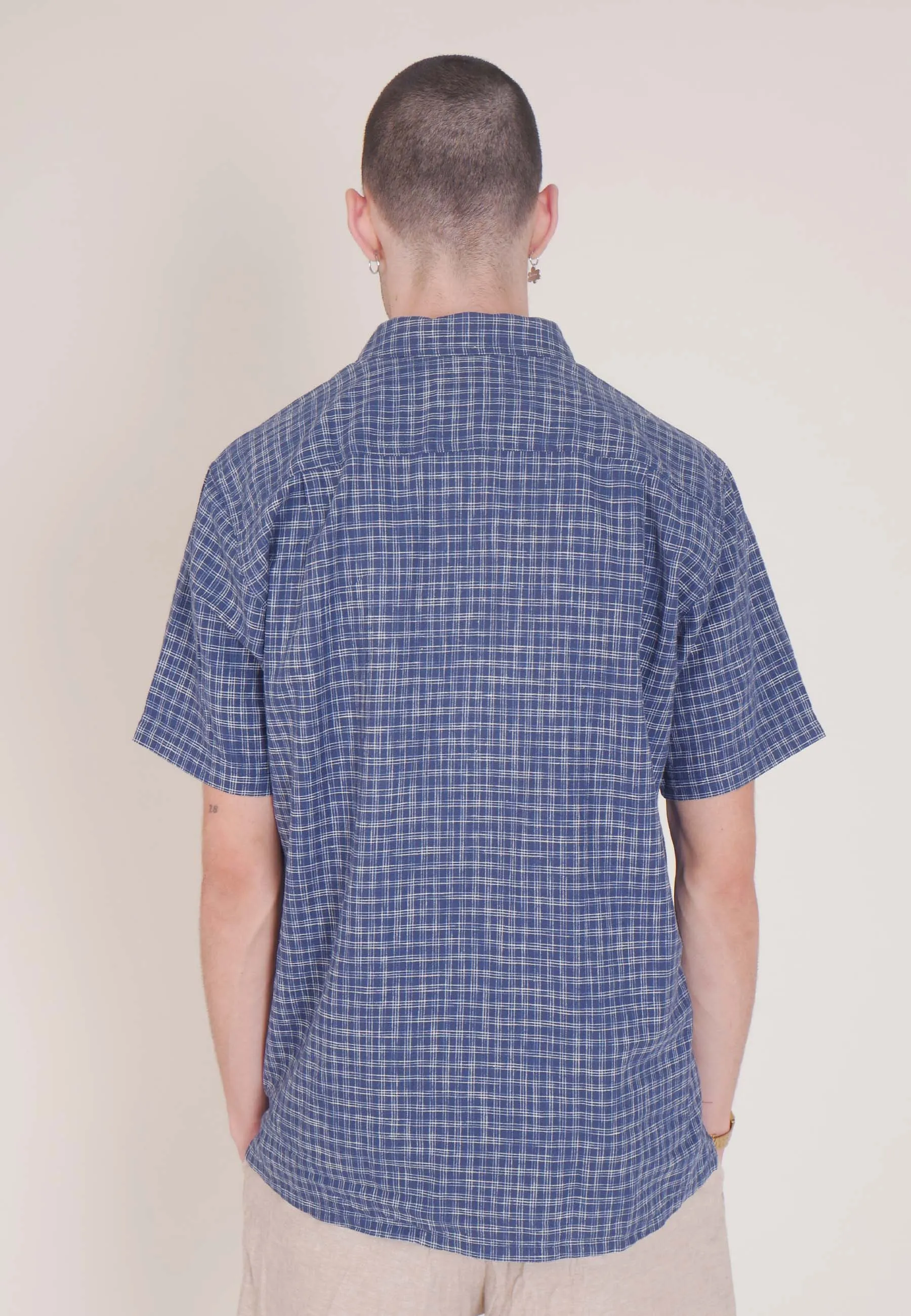 Back Step Shirt - ikat net/stone blue