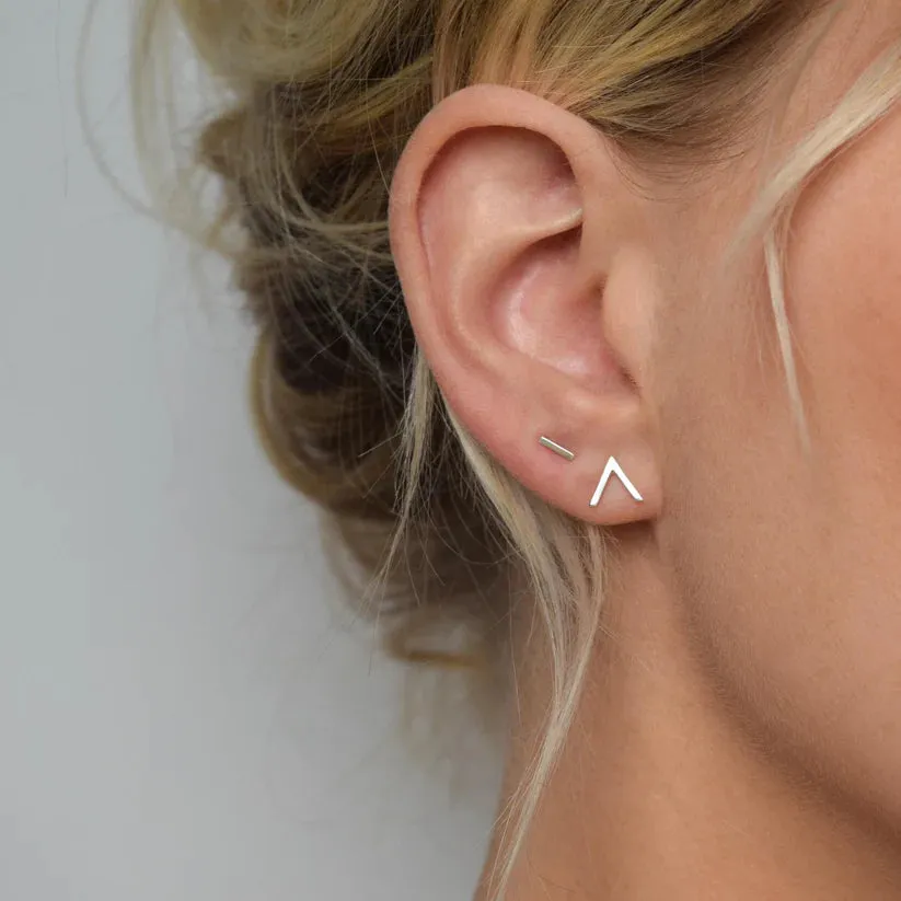 Bar Stud Earrings - Silver