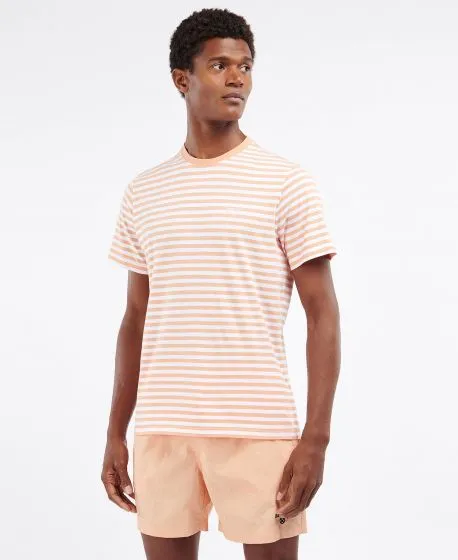 BARBOUR Delamere Stripe Tee Coral Sands