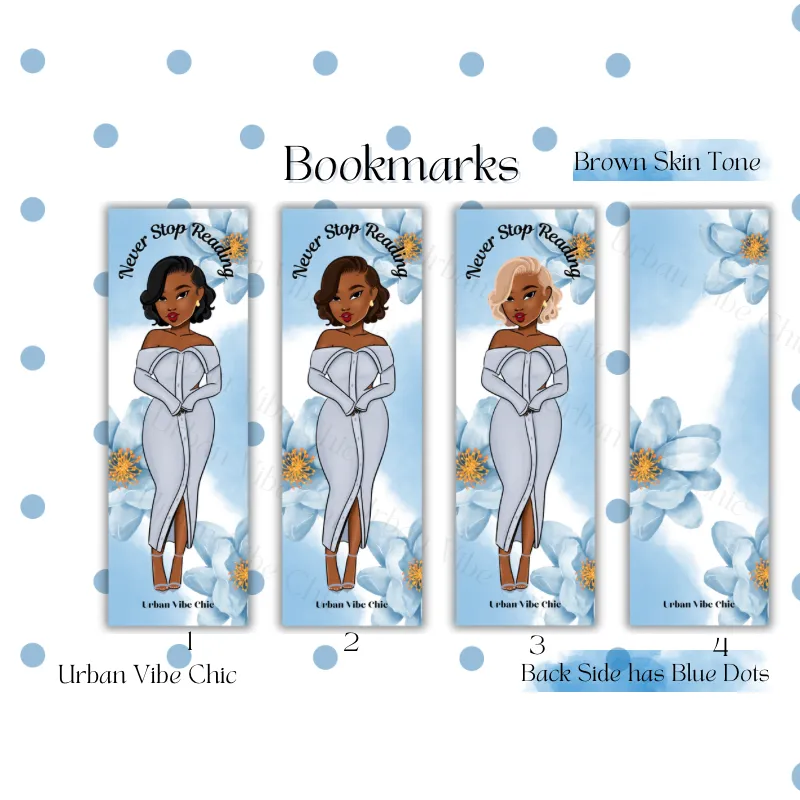 Black Girl Bookmarks - Never Stop Reading Blue