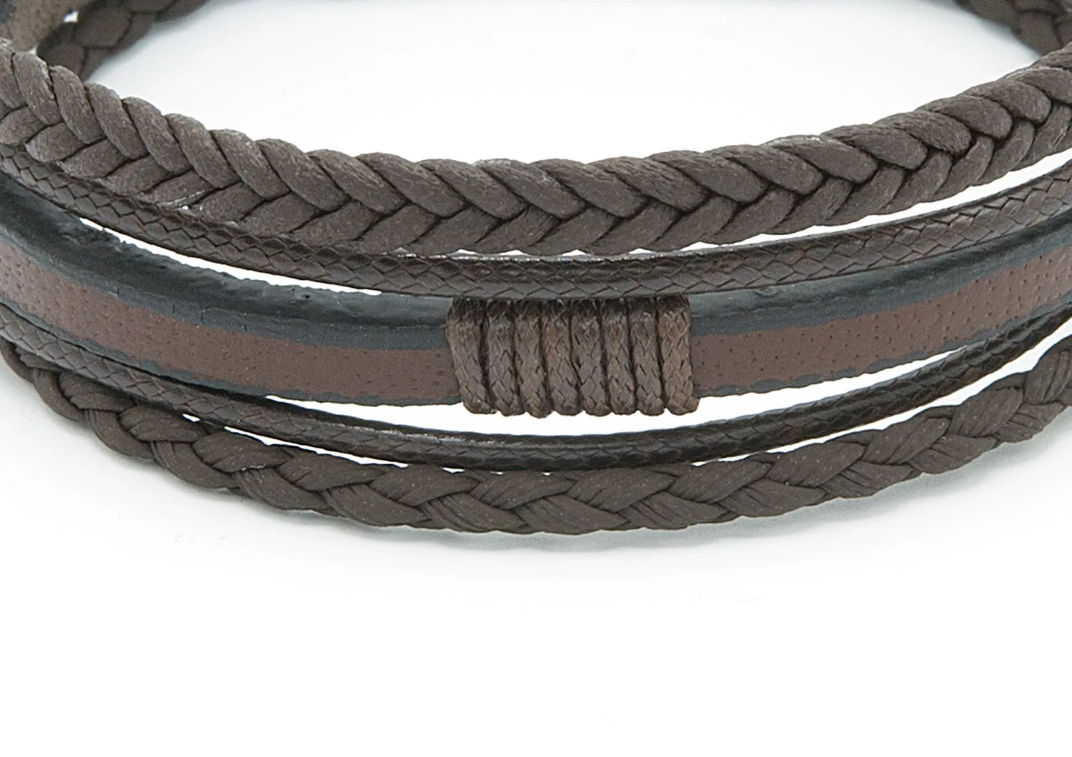 Black Multi-layered 15mm Genuine Leather Braided Bracelet Fathers Day Gift