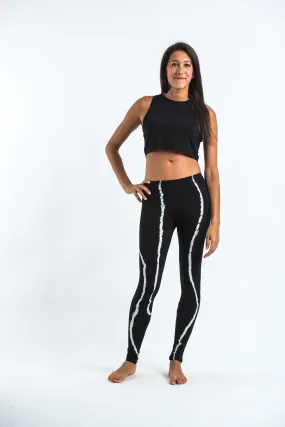 Black Tie Dye Cotton Leggings in Electra White