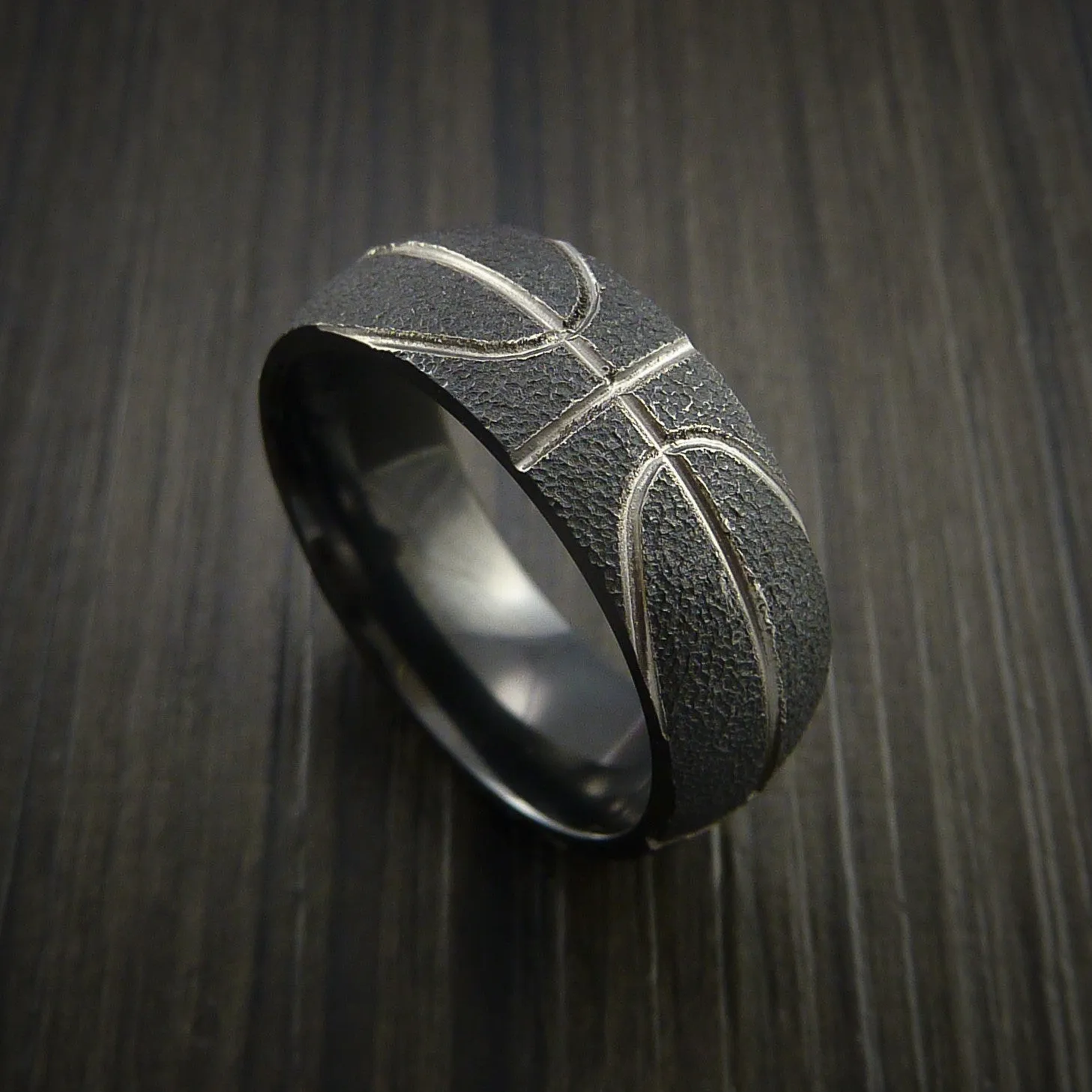 Black Titanium Basketball Inspired Men's Ring