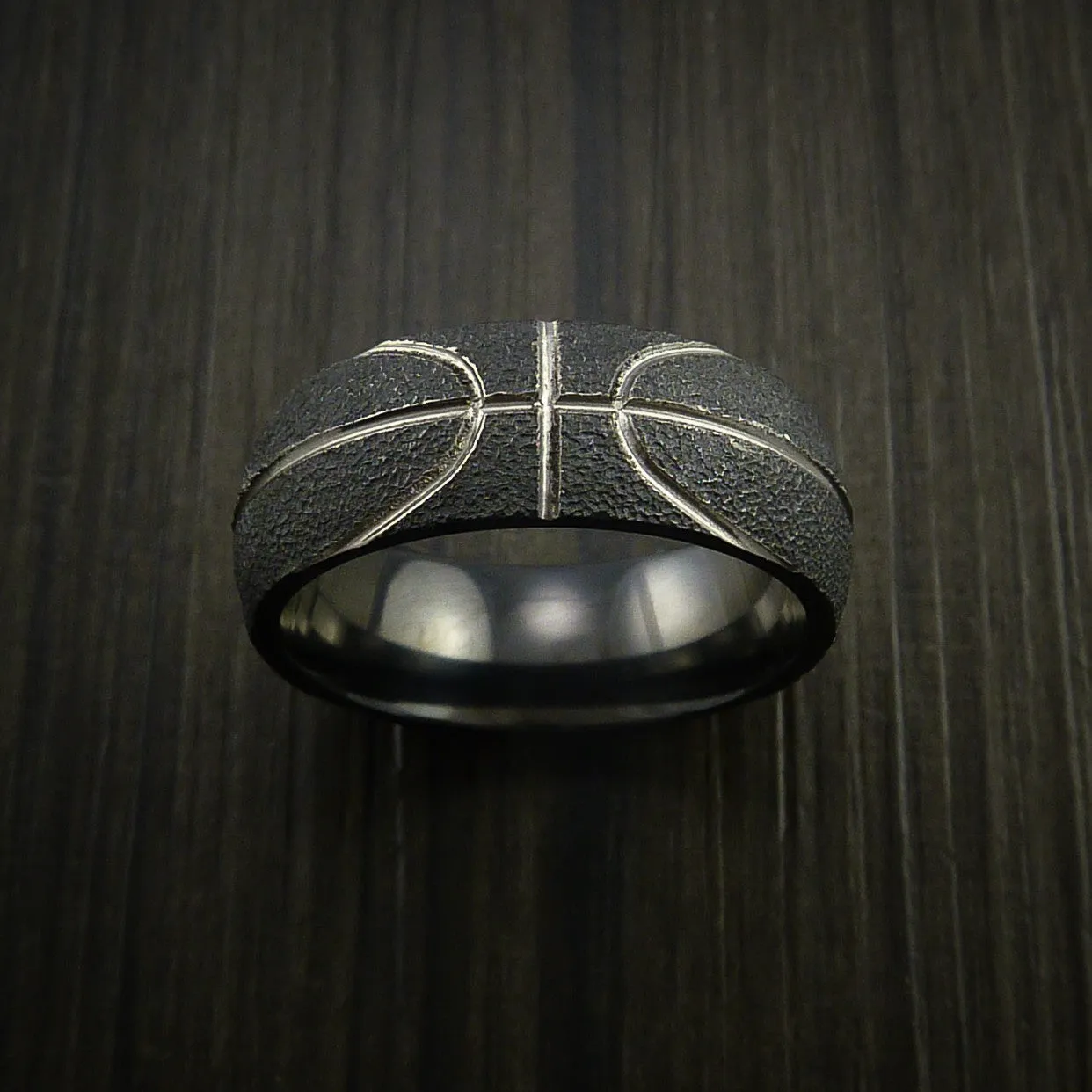 Black Titanium Basketball Inspired Men's Ring