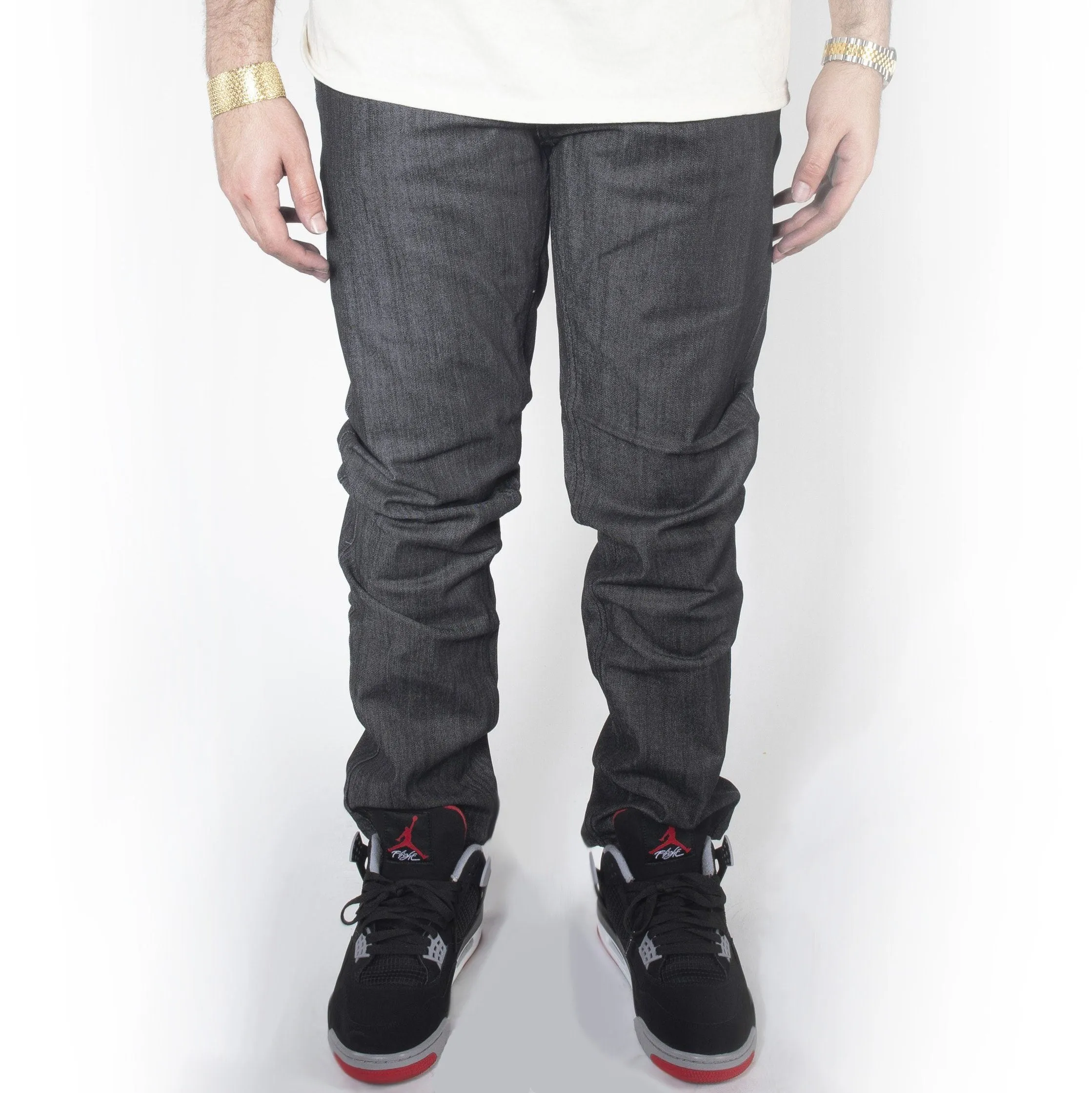 Black with Black Skinny Fit Raw Denim Jeans DL936