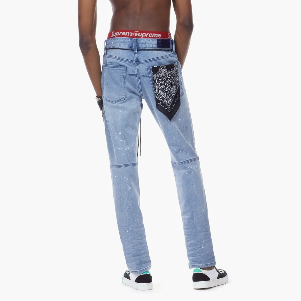 Bleunoir Rhinestone Logo Jeans - Zest Blue