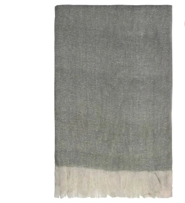 Bliss Duck Egg Green Wool Mohair Blend Eyelash Fringe 130x170cm Throw