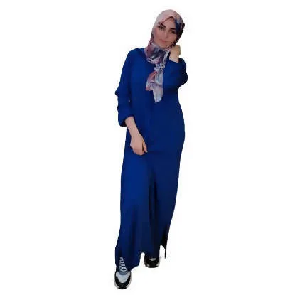 Blue Moroccan Djellaba in Crepe Fabric