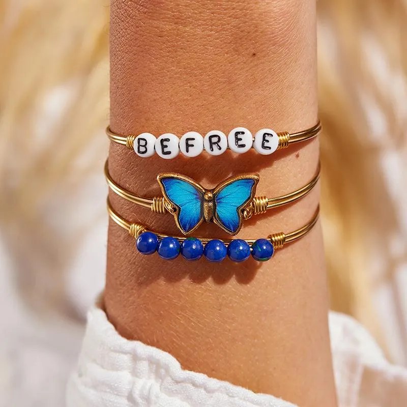 Blue Morpho Butterfly Bangle Bracelet