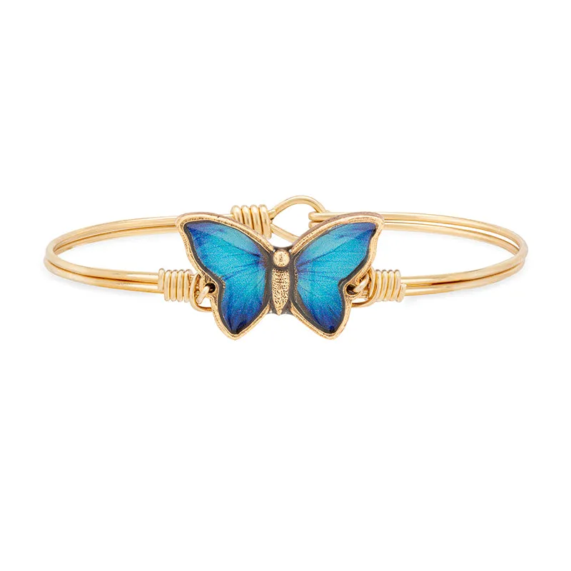 Blue Morpho Butterfly Bangle Bracelet